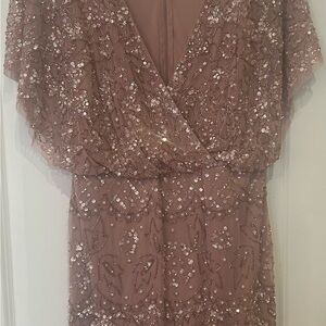 Adrianna Papell Sequin Mini Dress in Dusty Rose